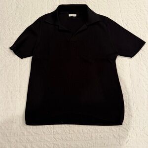 Sandro Black Knit Polo Shirt Men’s Large